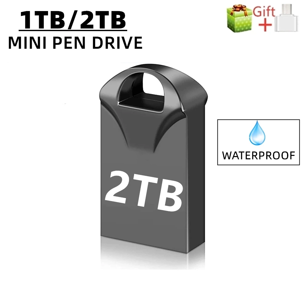 Novo Pen Drive USB Mini de Metal 256GB 512GB à Prova d'Água Tipo-C, Chaveiro de Memória Flash, Unidade Flash USB, Pen Drive, Presente