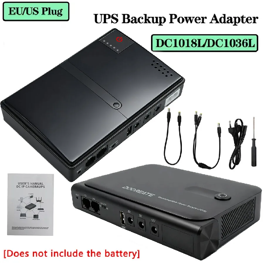 NOVO Adaptador de Energia Portátil Mini UPS de Grande Capacidade DC18W/36W DC1018L/DC1036L 1A/2A 5V/9V/12V para Roteador WiFi
