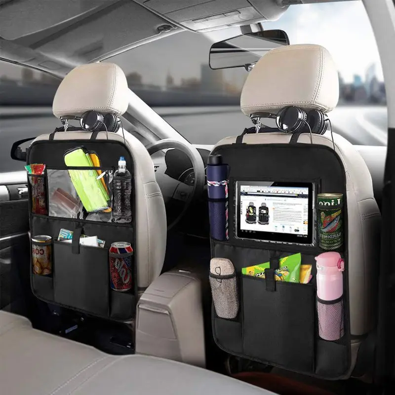 Carro Traseiro Organizador com Tela Sensível Ao Toque, Tablet Titular, Auto Armazenamento Bolsos Tampa, Car Seat Back Protetores, Acessórios de carro