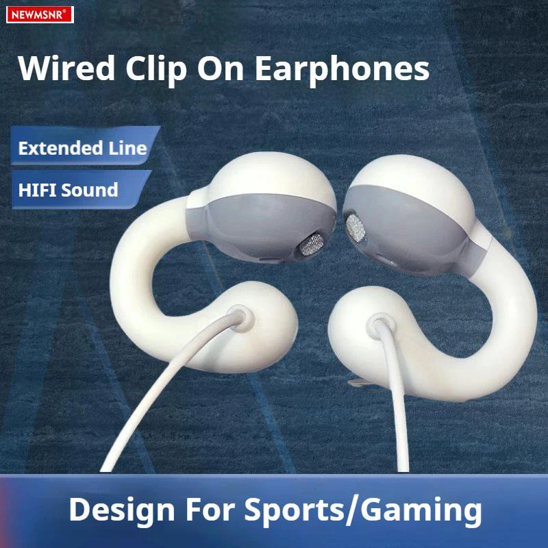 Fones de ouvido com fio tipo clip-on, tipo C e 3,5 mm, estéreo, para esportes, música, fones de ouvido esportivos, para jogos, com microfone HD para Samsung