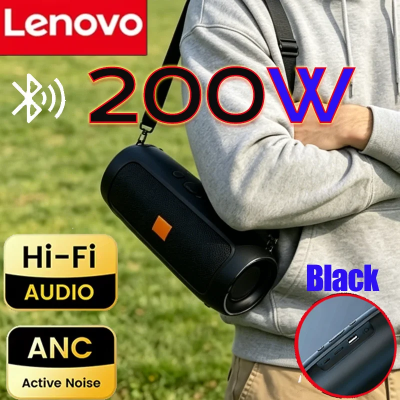 Caixa de Som Bluetooth Lenovo TF USB com Duplo Alto-falante, Reprodução Estéreo, Alto-falantes Sem Fio Portáteis, FM, Transmissão de Voz e Subwoofer