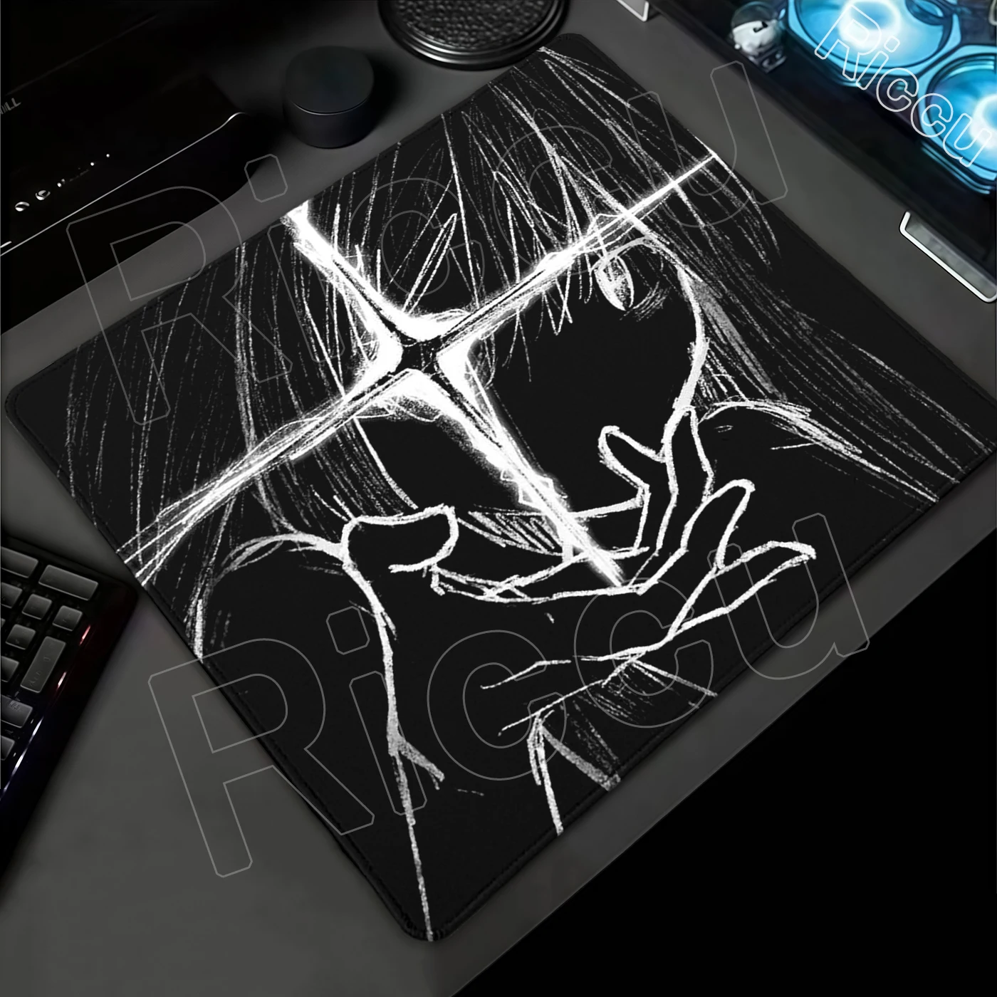 Mousepad com Linhas Pretas e Brancas, Meninas em Estilo Comic, Tapete de Mesa para Escritório, Mouse Pad para Gamer, Tapetes de Mesa Pequenos em Borracha
