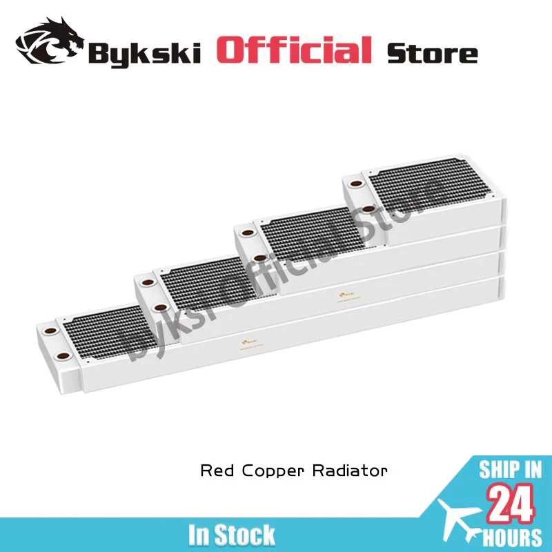 Bykski radiador de cobre 120/360/240/480mm para resfriamento de pc 30mm de espessura g1/4 ''rosca 12cm ventilador refrigerador de água dissipador de calor branco