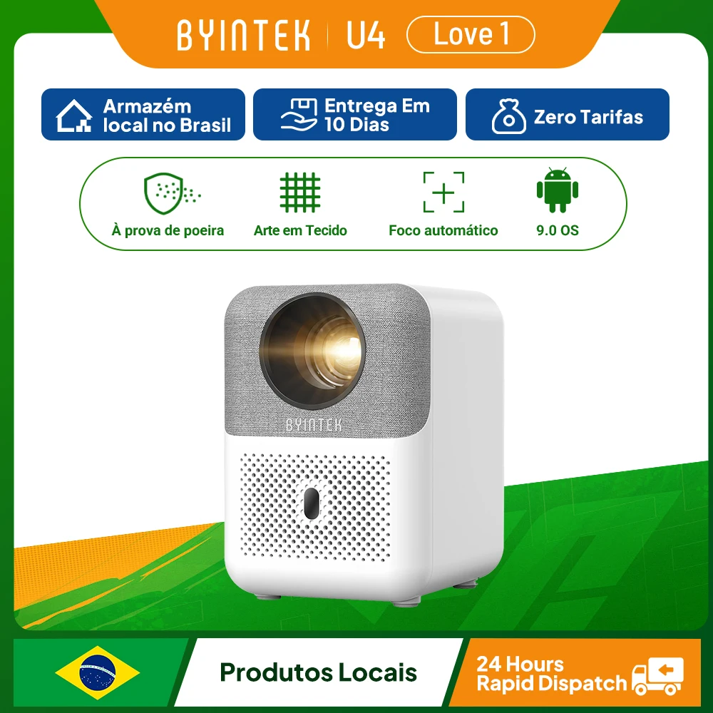 Projetor Mini Full HD BYINTEK U4 LOVE 1 1080P 4K Vídeo WIFI Android Foco Automático Projetores Portáteis para Cinema em Casa Projetor Mini Full HD BYINTEK U4 LOVE 1 1080P 4K Vídeo WIFI Android Foco Automático Projetores Portáteis para Cinema em Casa