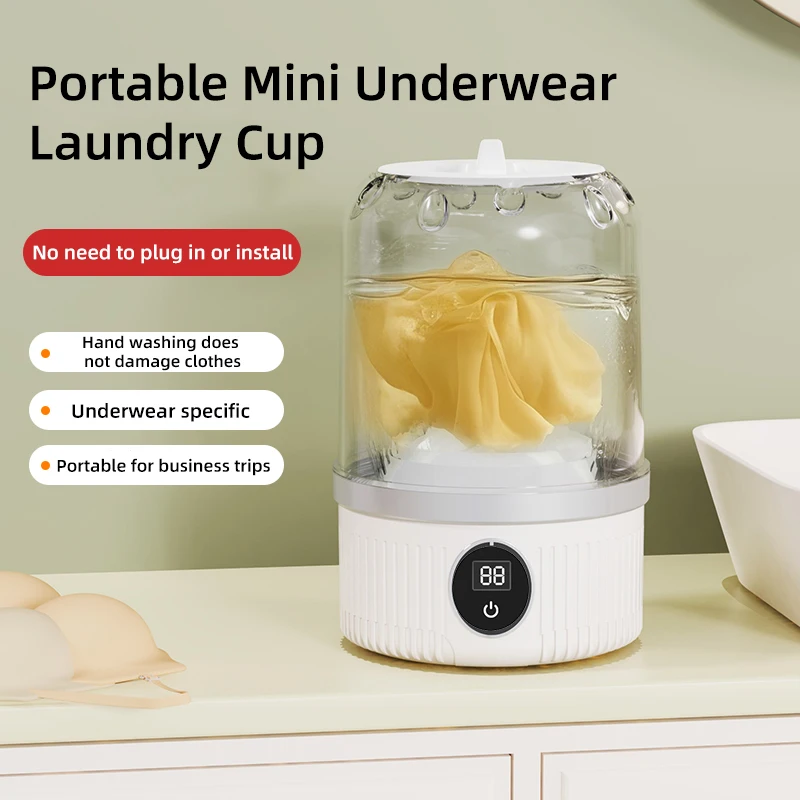 Mini Máquina de Lavar Elétrica Doméstica para Lavar Copos, Roupas Íntimas, Meias, Pequena Máquina de Lavar com Carregamento Sem Fio, Máquina de Lavar Roupas de Animais de Estimação