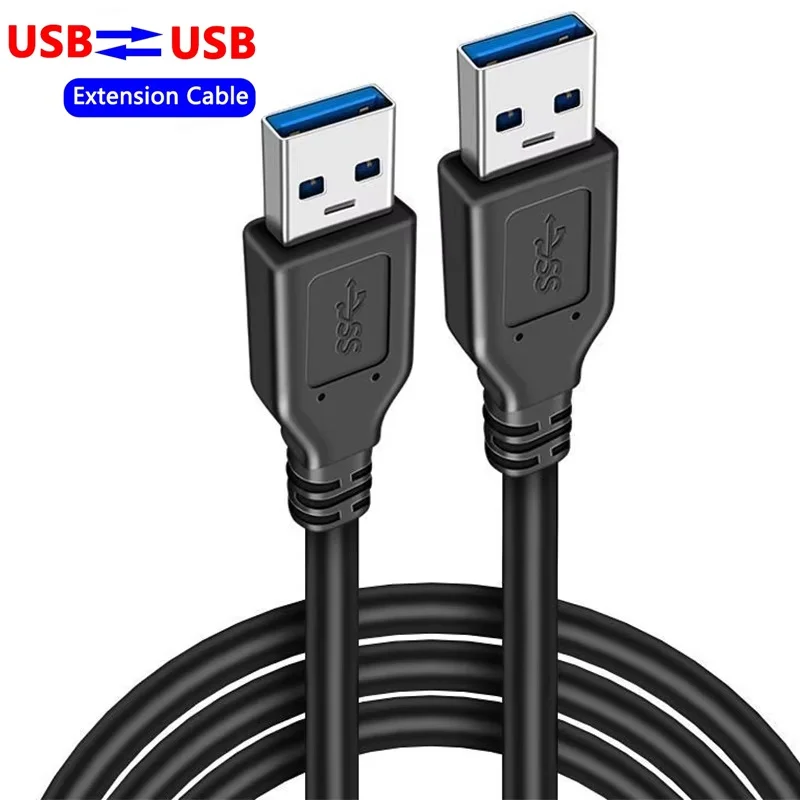Cabo USB 2.0 Duplo (Macho-Macho) de 0,5/1/1,5m para PC, Radiador, Teclado, Webcam, Câmera - Extensor de Transmissão de Dados USB