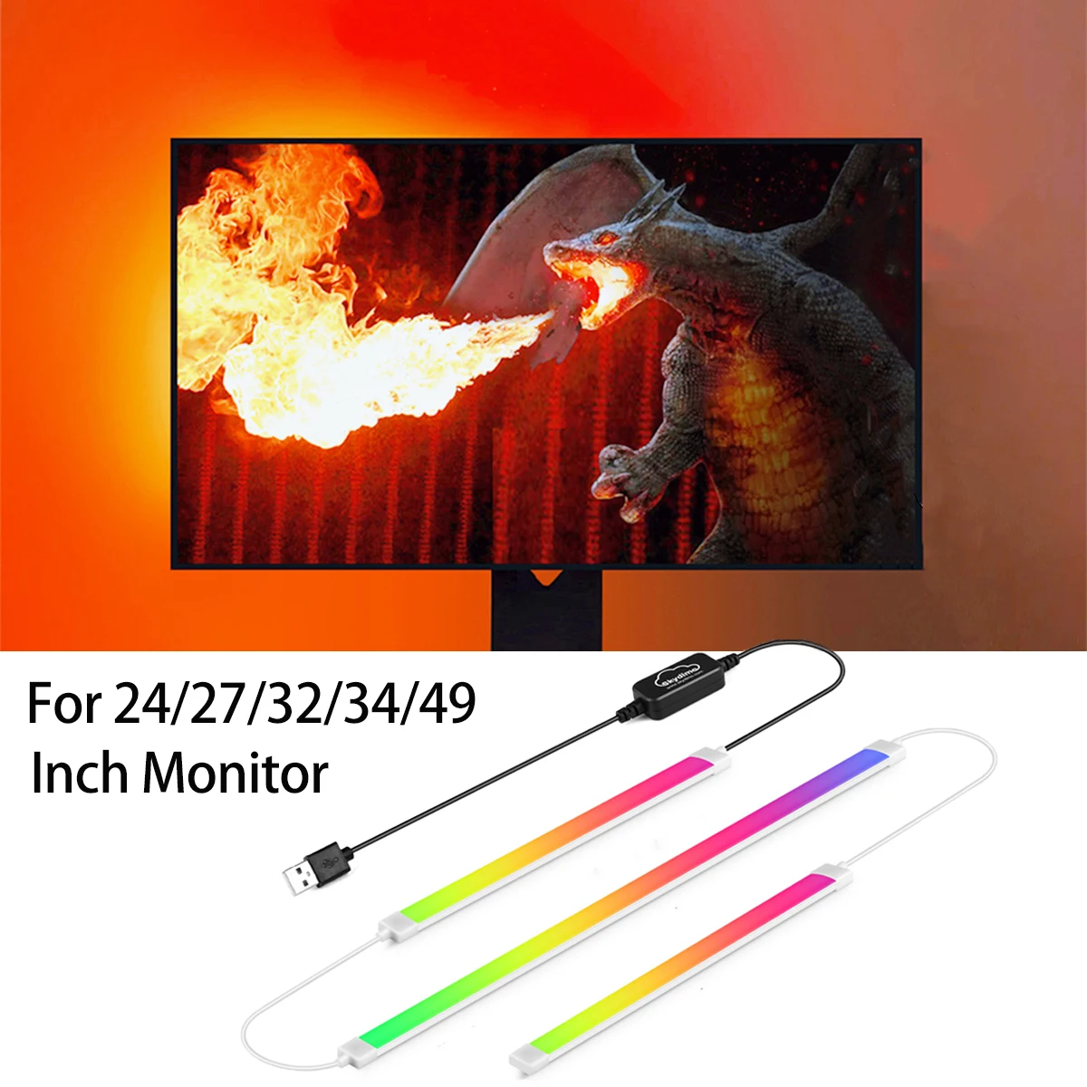 Monitor ambbilight luzes pc display gamer ambiente rgbic tira desktop tela do computador led backlight 5v usb controle de software
