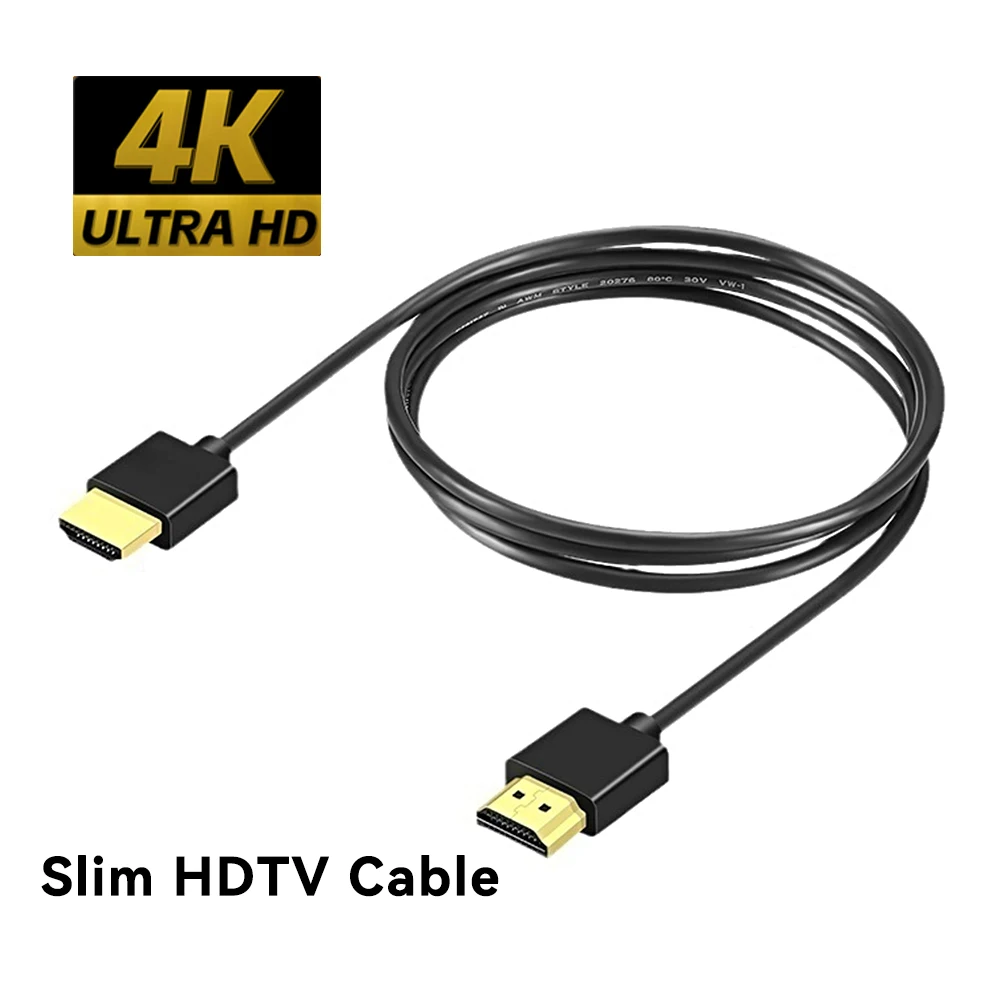 Cabo hdtv ultrafino 4k 60hz, alta velocidade, hdtv 2.0 od 3.2mm, cabo de áudio e vídeo, 1m 1.5m 2m 3m 5m para projetor de laptop hdtv