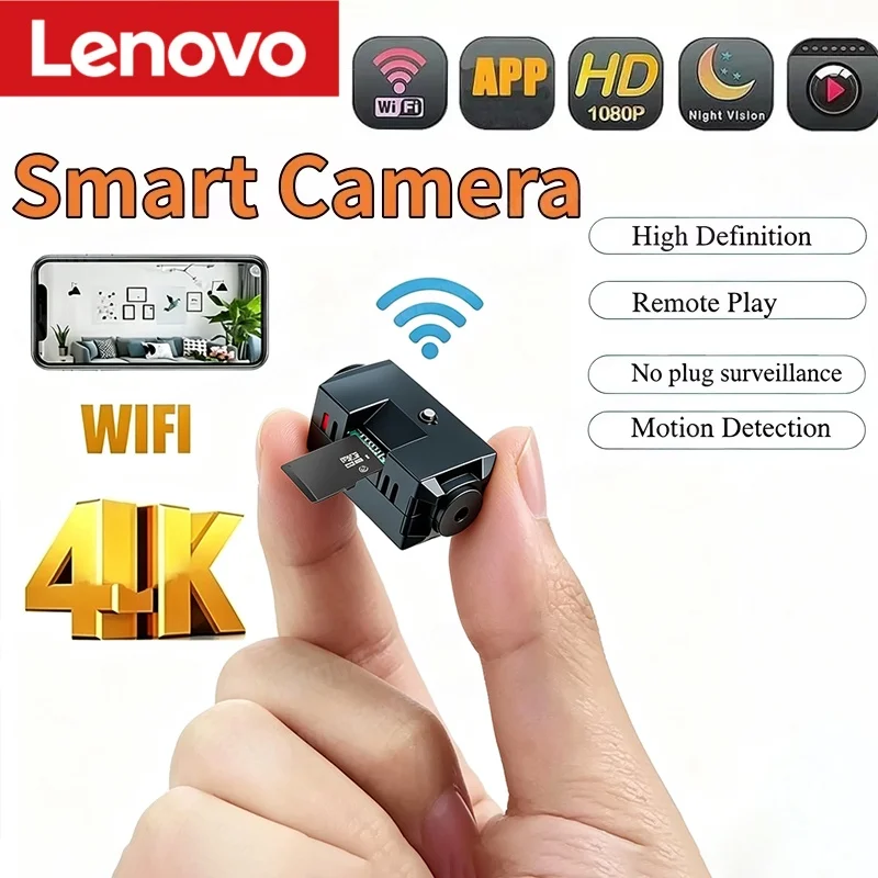 Câmera de Vigilância Sem Fio Lenovo Mini 1080P com Visão Noturna, Leve, Portátil, Detecção de Movimento, Câmera de Qualidade Premium Câmera de Vigilância Sem Fio Lenovo Mini 1080P com Visão Noturna, Leve, Portátil, Detecção de Movimento, Câmera de Qualidade Premium