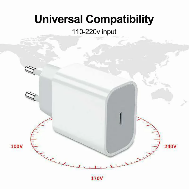 Para iphonepd 20w carregador de telefone usb carregador rápido para iphone ipad samsung oneplus parede adaptador carga rápida tipoc cabo ue/eua plug