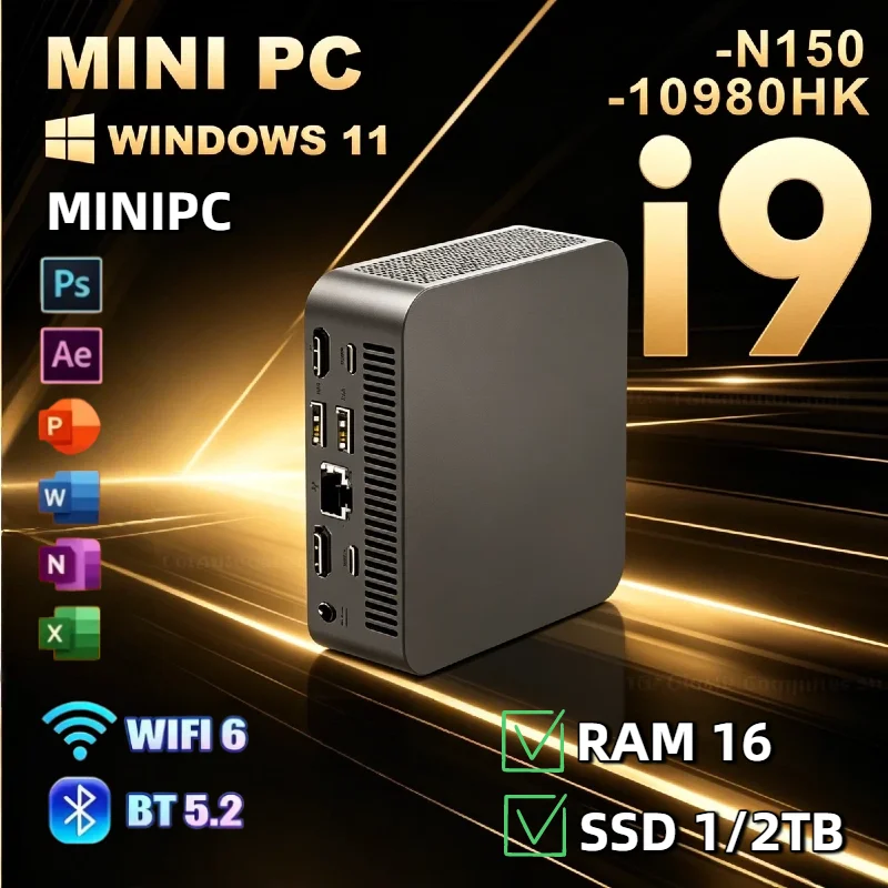 Mini PC Gamer 2026 Intel Core i9 10980HK/N150 16GB RAM 1TB SSD WiFi 6 BT5.2 Windows 11 Computador de Mesa Portátil 4K Mini PC Gamer 2026 Intel Core i9 10980HK/N150 16GB RAM 1TB SSD WiFi 6 BT5.2 Windows 11 Computador de Mesa Portátil 4K