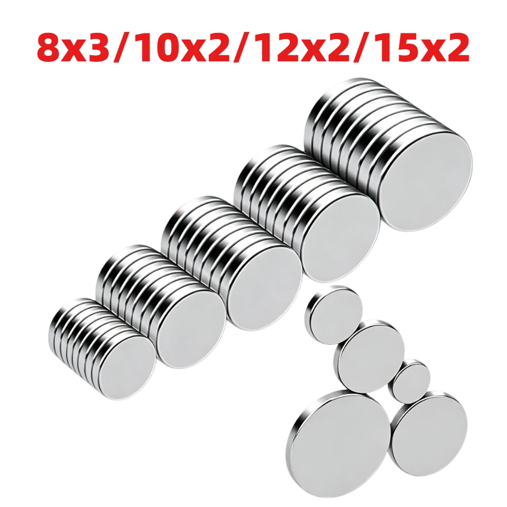 Ímãs de geladeira redondos de 10x2/12x2/15x2 mm, ímãs de geladeira multiuso para trabalhos manuais, decoração de paredes com fotos e fixação de documentos.
