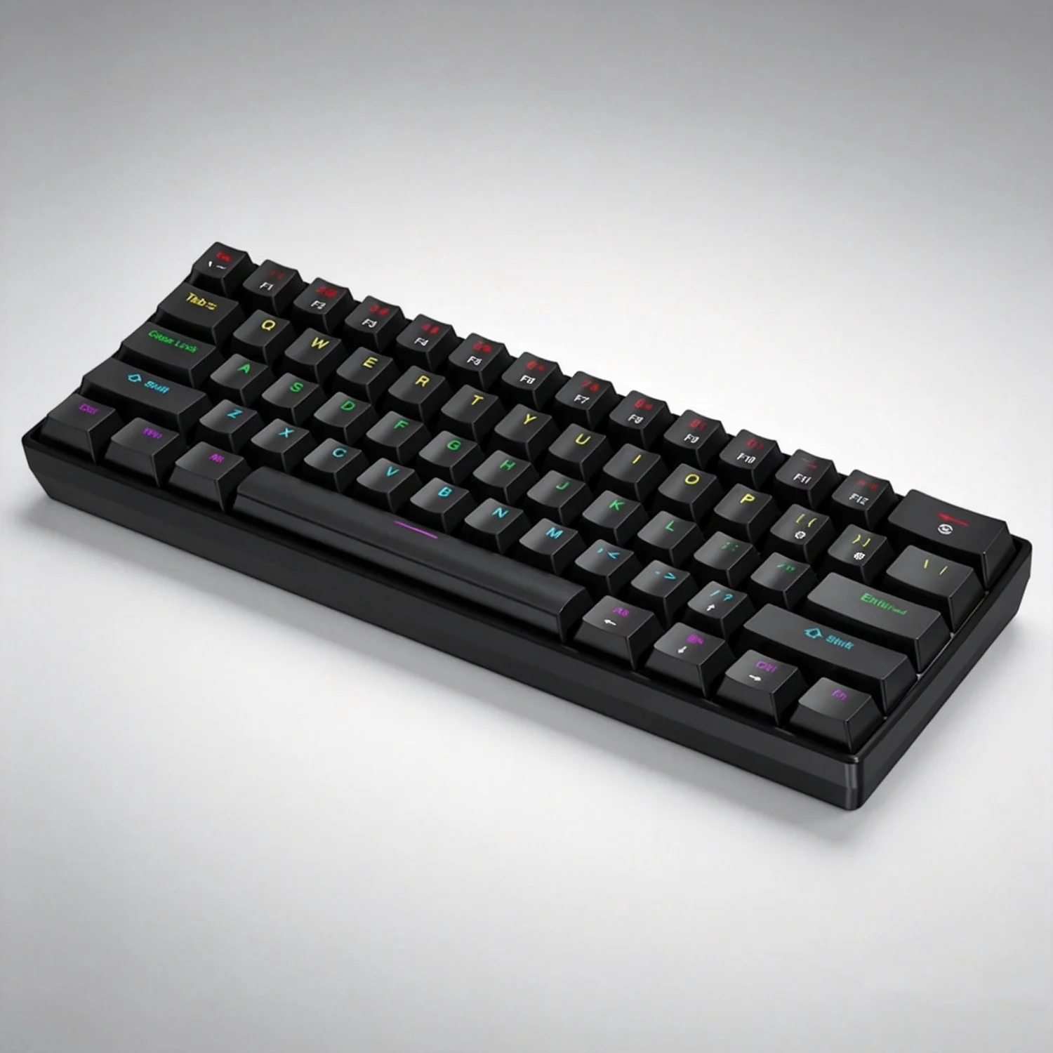 Teclado Mecânico Gamer K61 com Fio, Mini RGB Retroiluminado 60% 61 Teclas, Switches Vermelhos/Azuis, Teclado Compacto Tipo-C para PC e Laptop