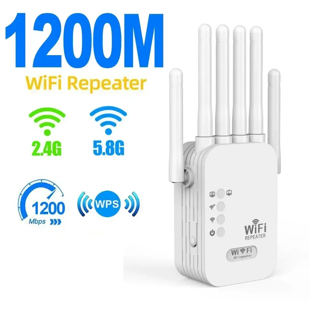 1200mbps wifi repetidor banda dupla 2.4g 5g extensor de sinal sem fio amplificador wi-fi roteador amplificador wi-fi de longo alcance para escritório casa