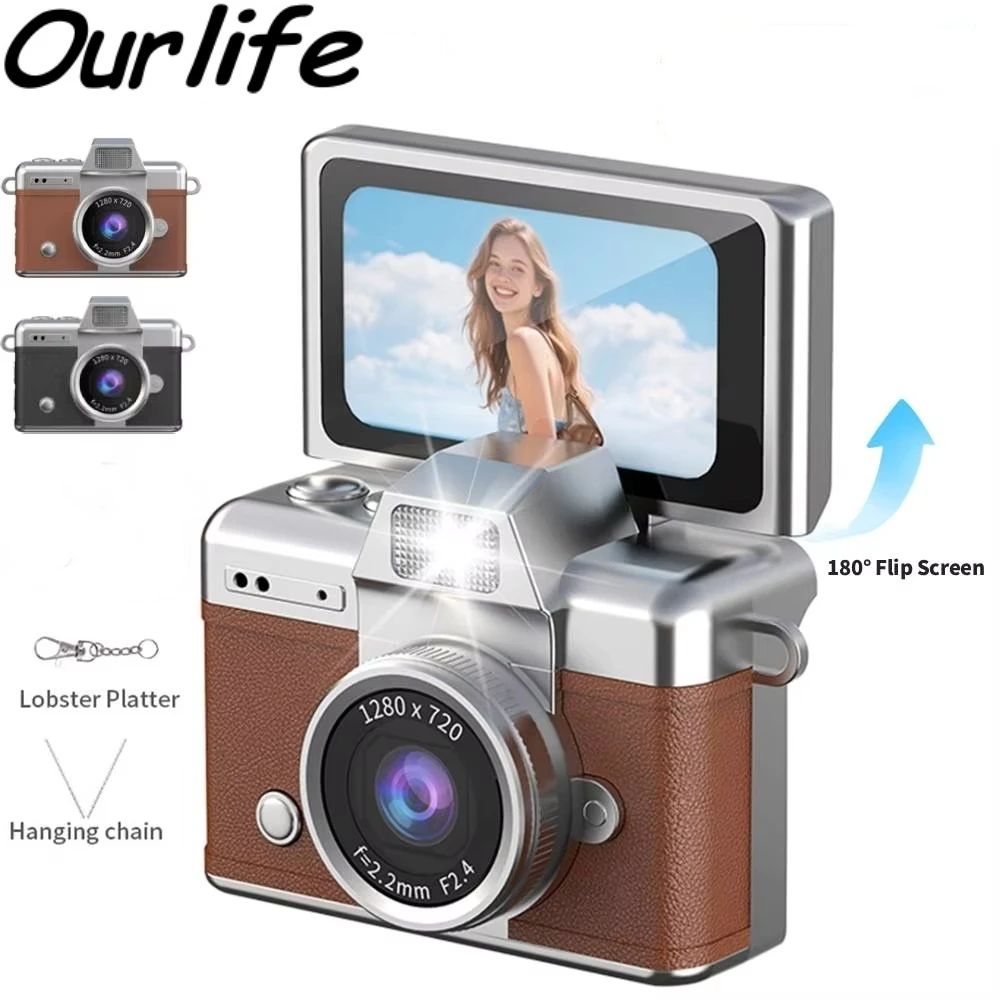 Câmera de Chaveiro Ourlife LK027 com Tela Flip de 1.47 Polegadas, Câmera Digital Mini Retro CCD HD, Filmadora Muito Pequena Câmera de Chaveiro Ourlife LK027 com Tela Flip de 1.47 Polegadas, Câmera Digital Mini Retro CCD HD, Filmadora Muito Pequena