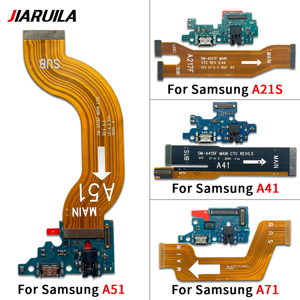Para samsung a21s a31 a41 a51 a70 a71 porta de carregamento usb microfone conector placa-mãe principal lcd cabo flexível substituição