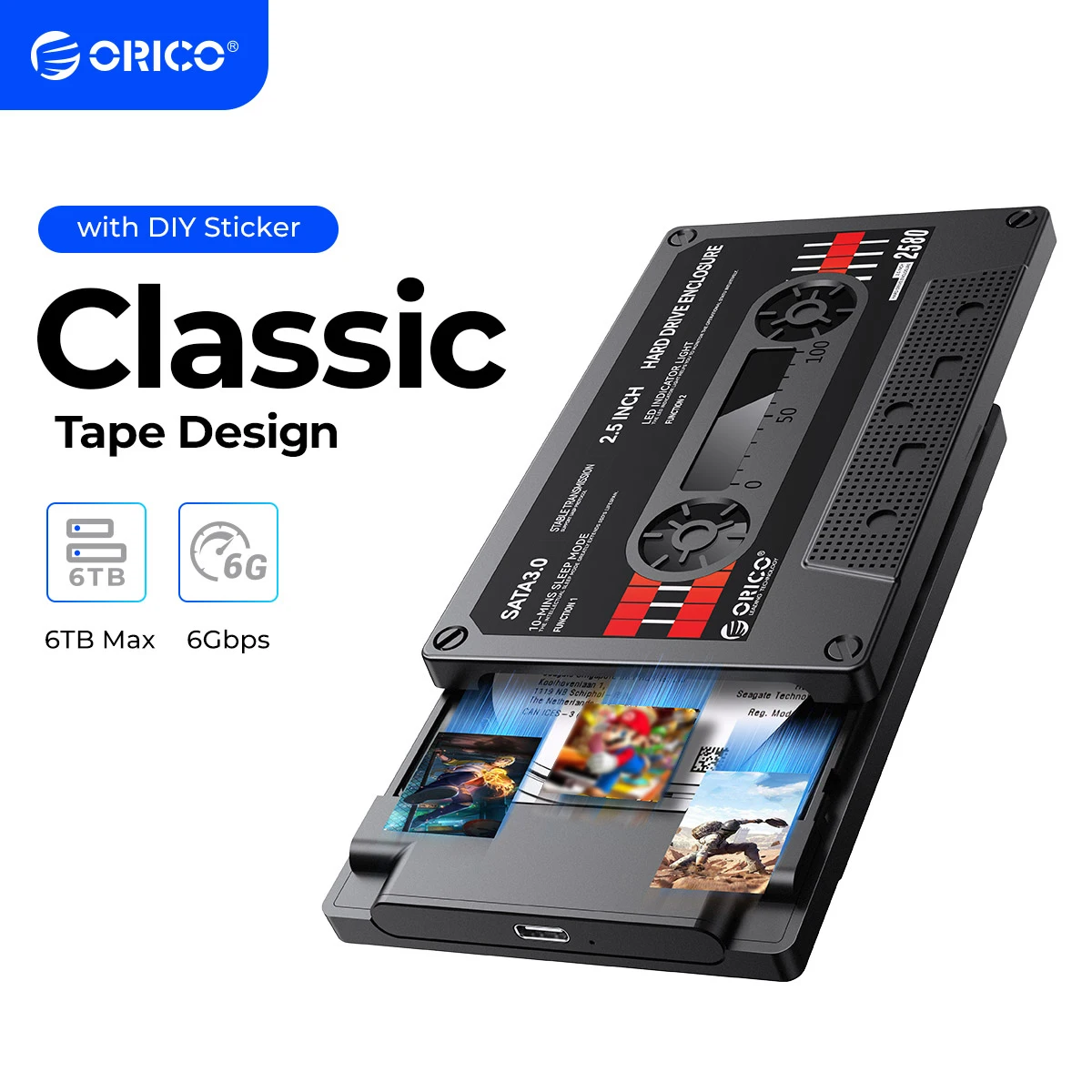 Caixa para HDD ORICO 2.5'' SATA com Adesivo DIY