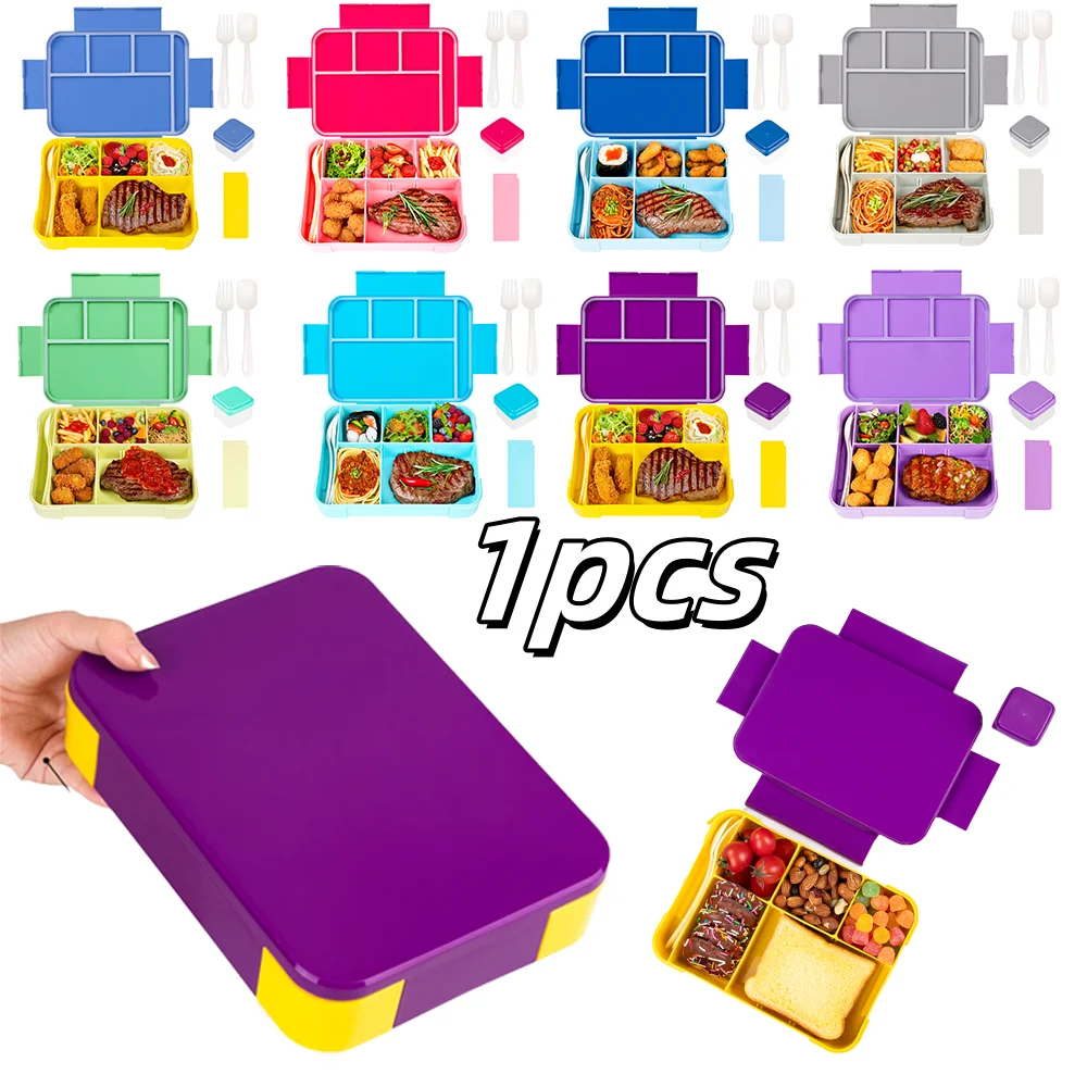 1pc adorável padrão crianças lancheira portátil dividido à prova de vazamento recipiente de alimentos bento caixa para escola escritório forno microondas aquecimento