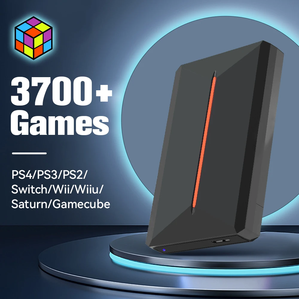 Disco rígido para jogos Hyper Base Lbox 500GB para PS4/PS3/PS2/Wii/Wiiu/Gamecube/Saturn com mais de 3700 jogos Plug & Play para Win PC Launchbox