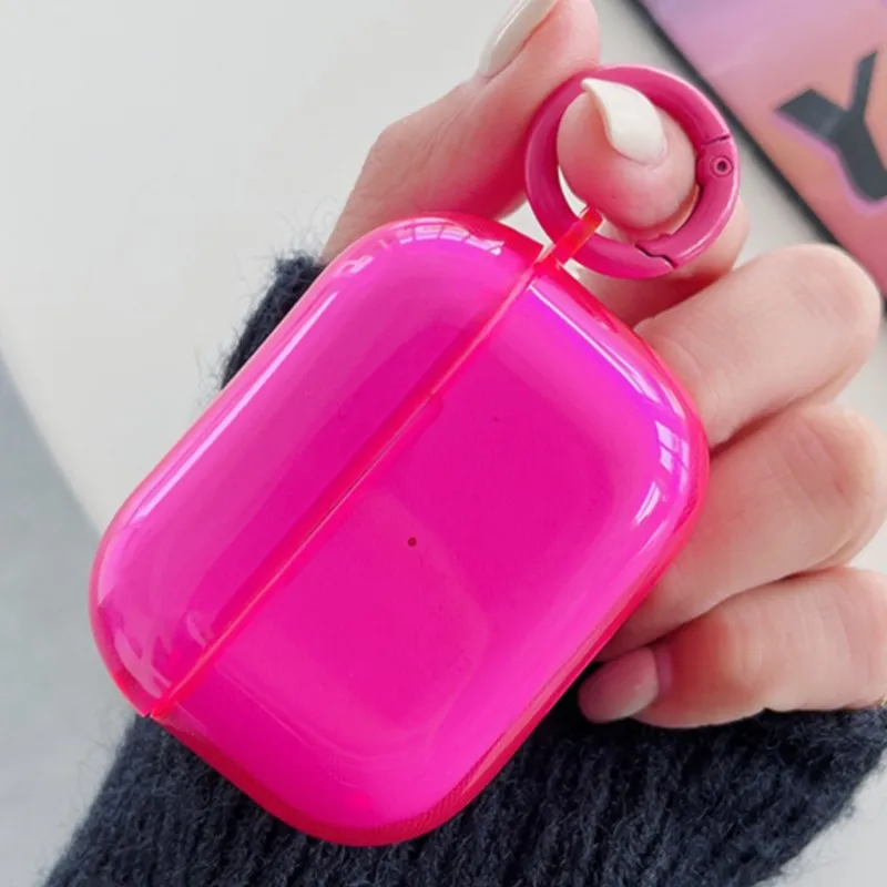 Capa fluorescente de fone de ouvido, cor doce, para apple airpods pro 3 air pods 4 2 1, cristalino, macio, tpu, capa protetora transparente Capa fluorescente de fone de ouvido, cor doce, para apple airpods pro 3 air pods 4 2 1, cristalino, macio, tpu, capa protetora transparente