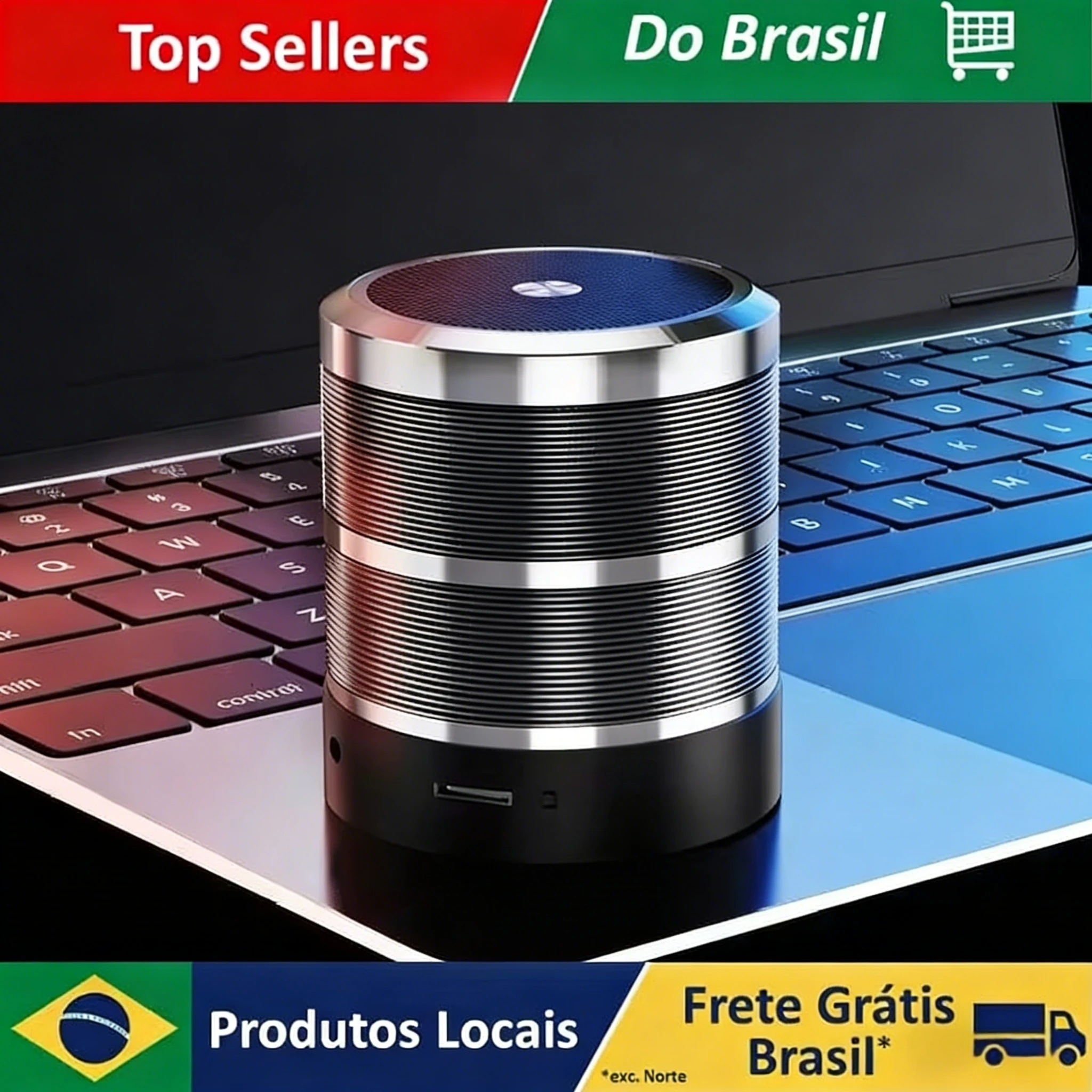 Mini Caixa de Som Bluetooth com Graves Potentes, USB e Slot para Cartão, Rádio FM, Bateria Recarregável, Amplificador Portátil