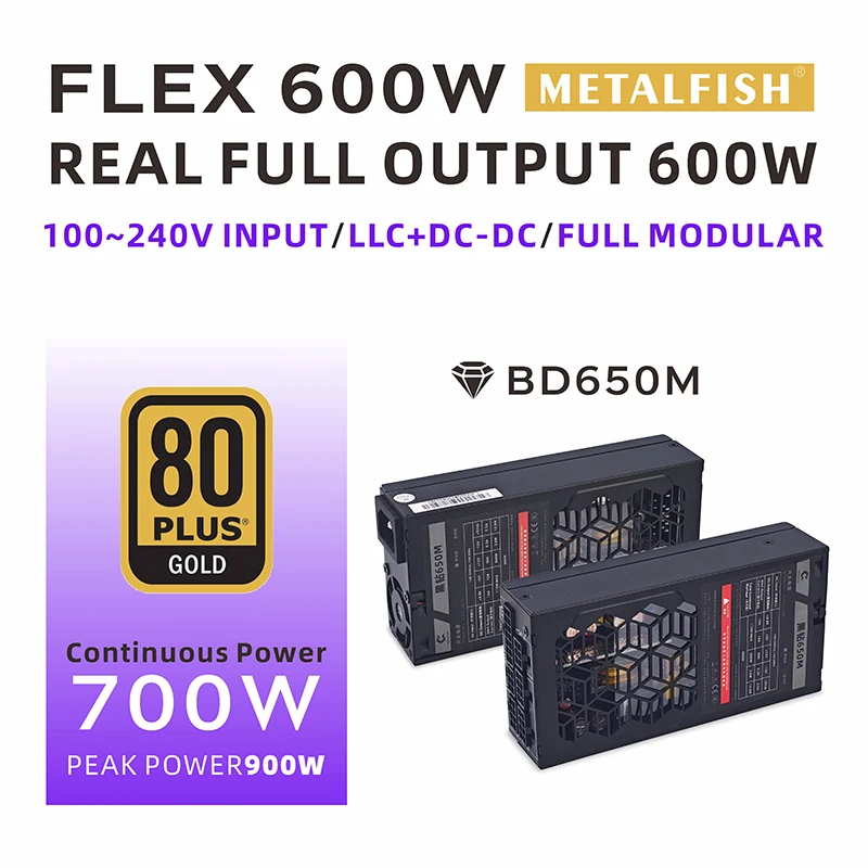 METALFISH Flex 600W Fonte de alimentação modular pequena 1U computador PSU Flex-ATX 500W para ITX Compact Mini PC POS AIO NAS 90-264V METALFISH Flex 600W Fonte de alimentação modular pequena 1U computador PSU Flex-ATX 500W para ITX Compact Mini PC POS AIO NAS 90-264V