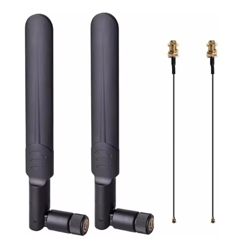 2x8dbi antena wifi 2.4ghz 5.8ghz banda dupla RP-SMA macho + 2x20cm I-P-E-X-1 para RP-SMA cabo trança fêmea para roteador sem fio
