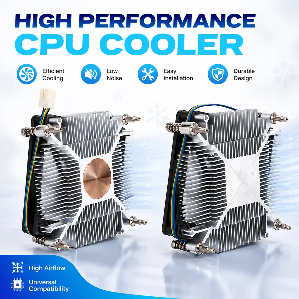 Cooler de CPU Mini Tower 80MM 4PIN PWM para Processadores Intel LGA1150 1151 1155 1156 1200 1366 1700, Ventilador de Resfriamento a Ar para PC