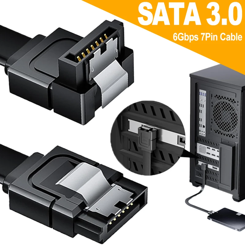 Cabo de dados ssd hdd sata 3.0 iii para ssd hdd disco rígido cabo sata3 ângulo reto 6gbps para placa-mãe msi gigabyte