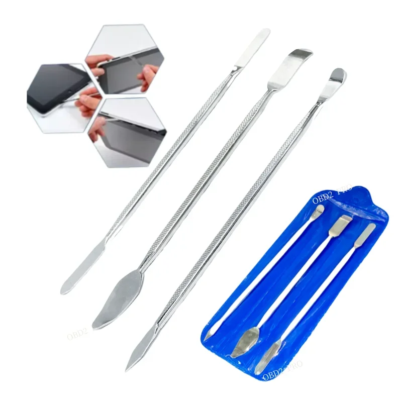 3 pçs ferramentas de reparo do telefone inteligente abertura pry kit ferramenta mão lâmina metal spudger desmontar ferramentas para apple tablet pc telefone móvel