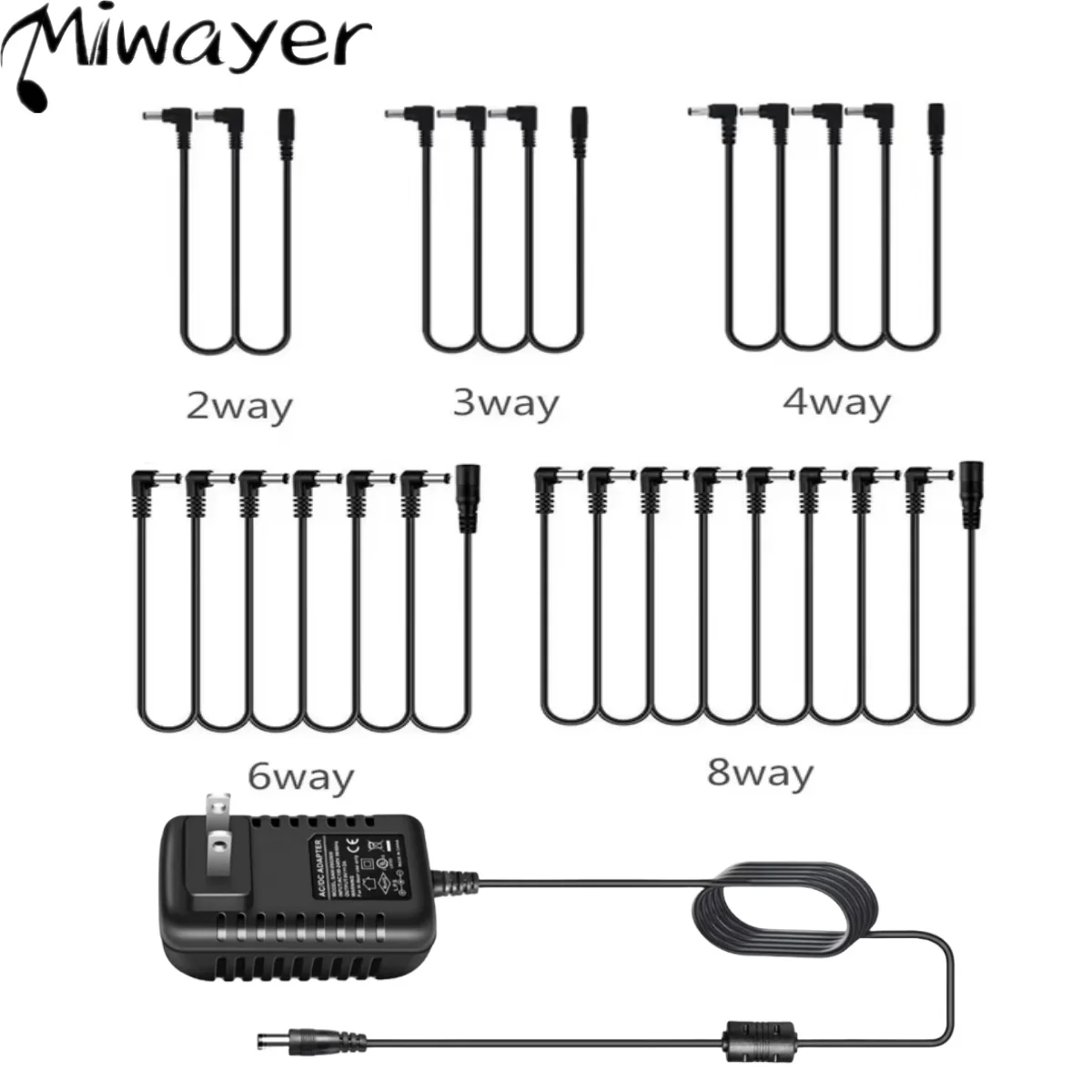 Miwayer Daisy Chain 1 a 3/5/6/8 Ways Acessórios para pedal de efeitos de guitarra Cabo de alimentação para plugue adaptador 9V DC Miwayer Daisy Chain 1 a 3/5/6/8 Ways Acessórios para pedal de efeitos de guitarra Cabo de alimentação para plugue adaptador 9V DC