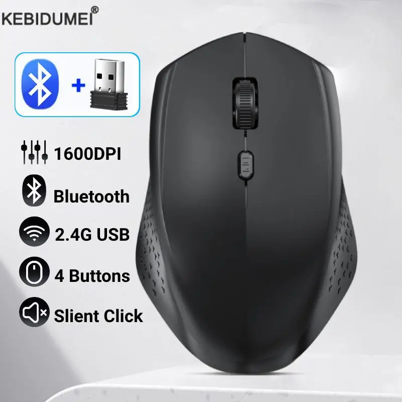 Mouse ergonômico sem fio bluetooth 5.2, 1600dpi, recarregável, para macbook, tablet, computador, laptop, 2.4ghz, usb, acessórios para pc