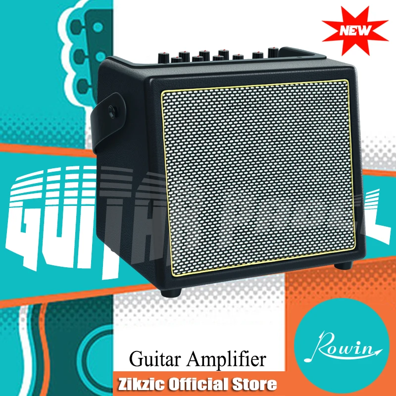 Amplificador de Guitarra Acústica Rowin, Caixa de Som Bluetooth de 30 Watts com Bateria Recarregável e Efeitos de Reverb e Chorus