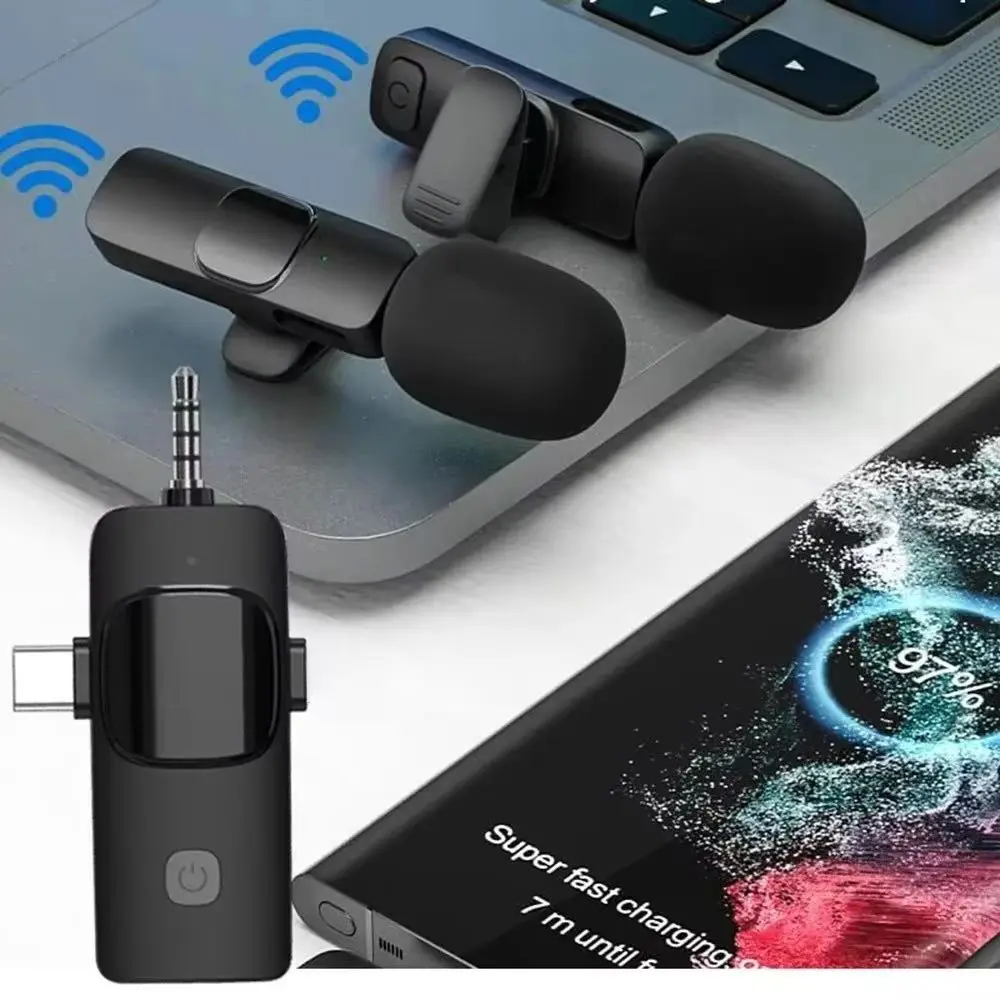 Microfone de Lapela Sem Fio Mini USB-C com Cancelamento de Ruído para Gravação de Vídeos e Vlogs no iPhone 17/16/15