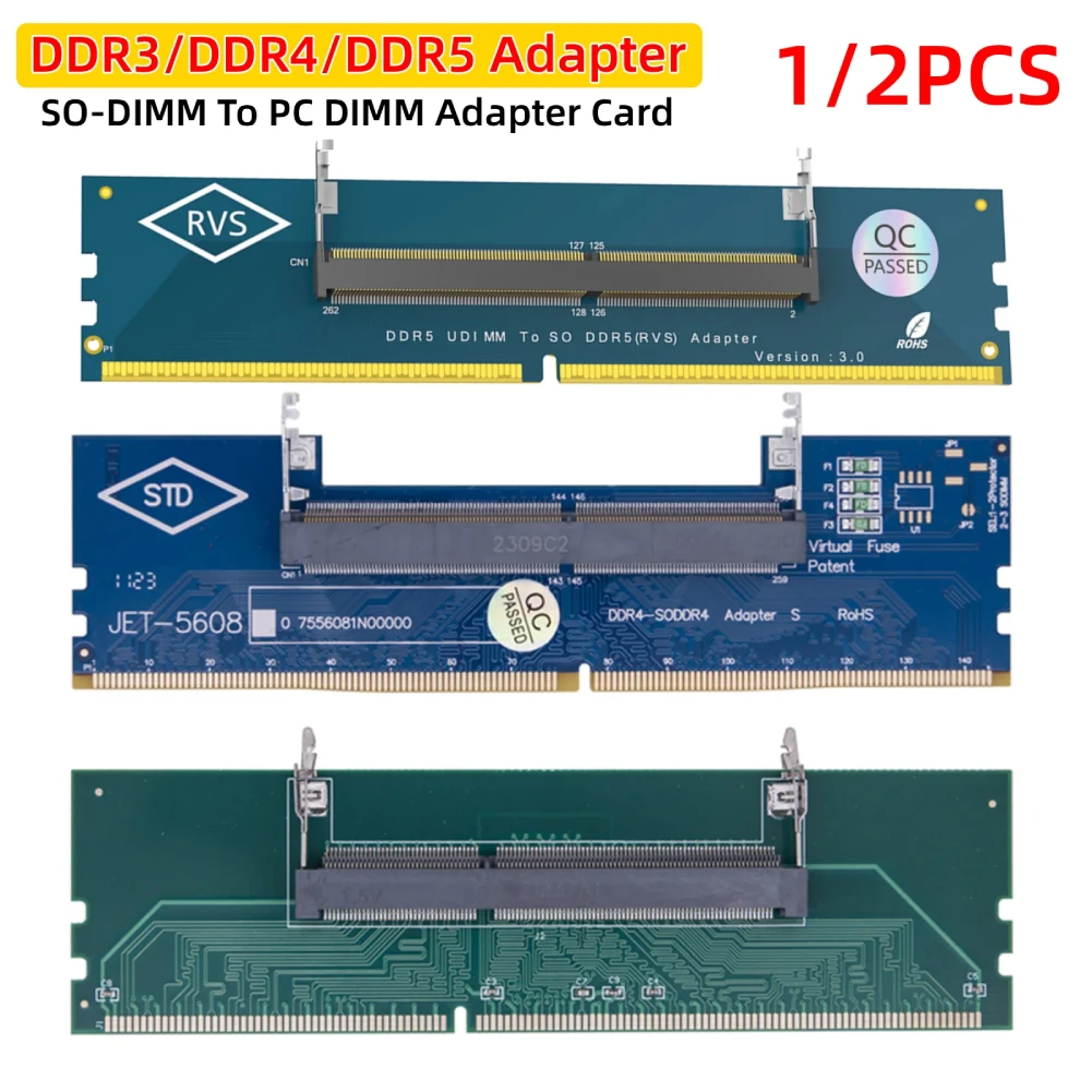 Adaptador de Memória RAM SO-DIMM para Desktop, Cartão DIMM para PC, DDR3 DDR4 DDR5, Conector de Memória RAM para Laptop Gamer