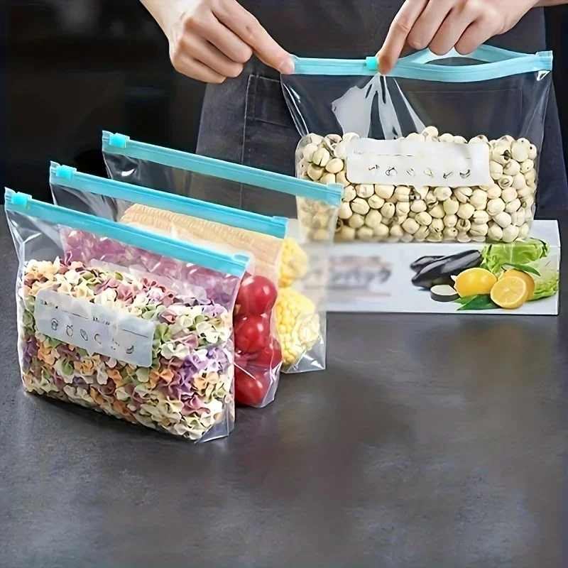 45 Sacos Herméticos Reutilizáveis com Zíper para Armazenamento de Alimentos, Sacos para Conservação de Alimentos Frescos, Embalagem para Geladeira