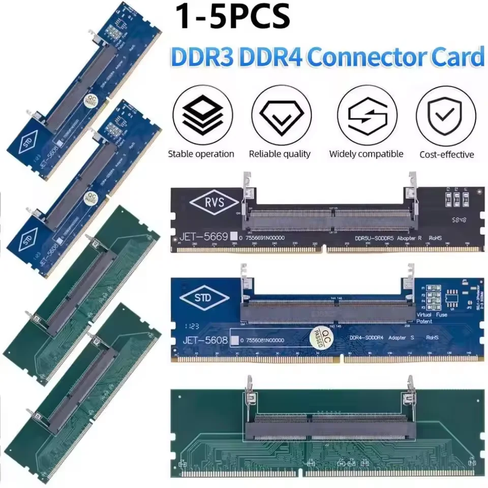 Laptop para desktop SO-DIMM para pc cartão dimm ddr3 ddr4 ddr5 memória ram adaptador de memória jogos portátil ram conector cartão memória vara