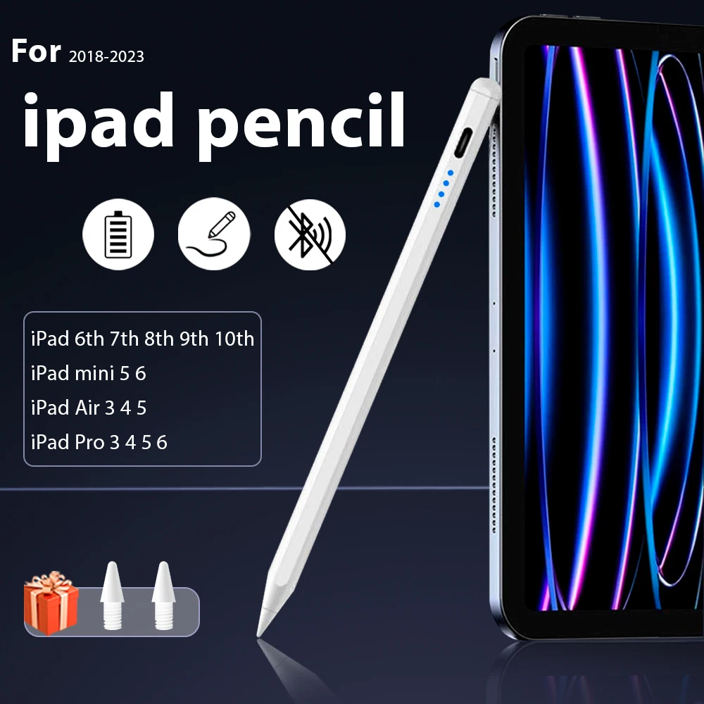 Para apple ipad 6 7 8 9 10 mini 5 6 ar 3 4 5 pro 3 4 5 6 caneta para apple lápis com rejeição de palma para ipad lápis com pontas