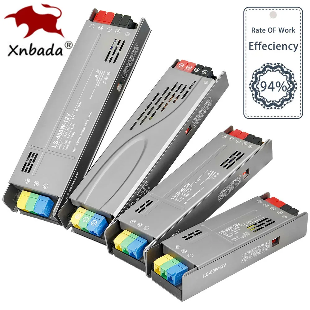 Transformadores de iluminação de fonte de alimentação LED 60W 100W 200W 300W 400W AC170-264V para DC12V/24V Adaptador Driver para luzes de tira LED