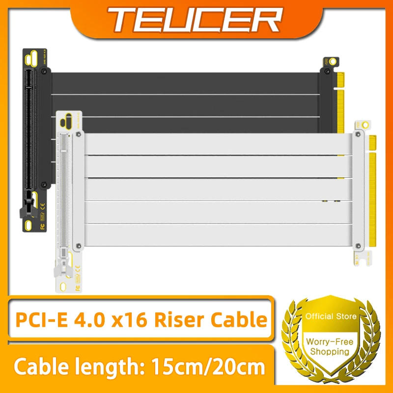 Teucer pci-e 4.0 x16 riser cabo placa de vídeo emi blindado extensor flexível de alta velocidade pci express gen 4 cabo de extensão gpu