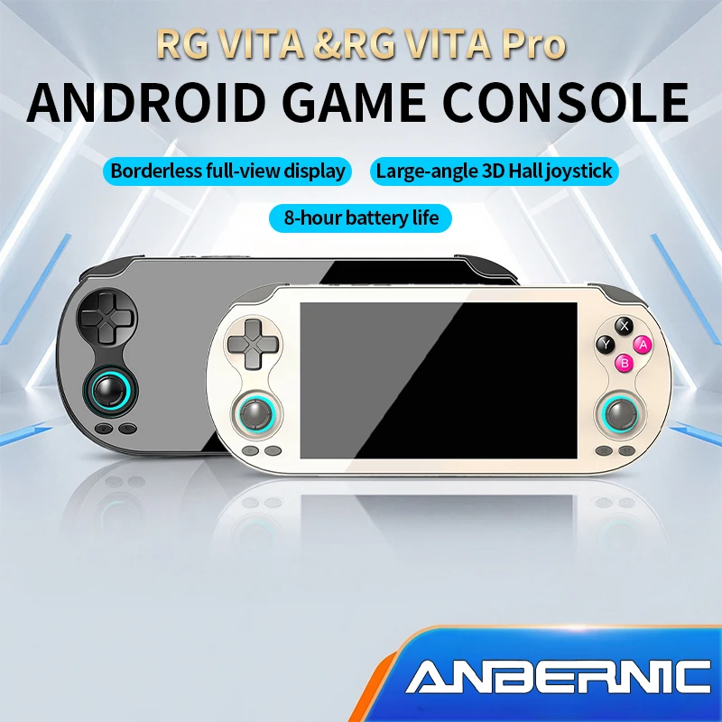 Console de jogos portátil ANBERNIC RG VITA pro com tela sensível ao toque IPS, 5000mAh, compatível com streaming AI RixelHK.