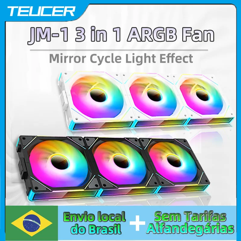 Teucer JM-1 360mm modular sem fio emenda pc 120mm caso ventilador de refrigeração argb efeito espelho infinito para computador refrigerador de água
