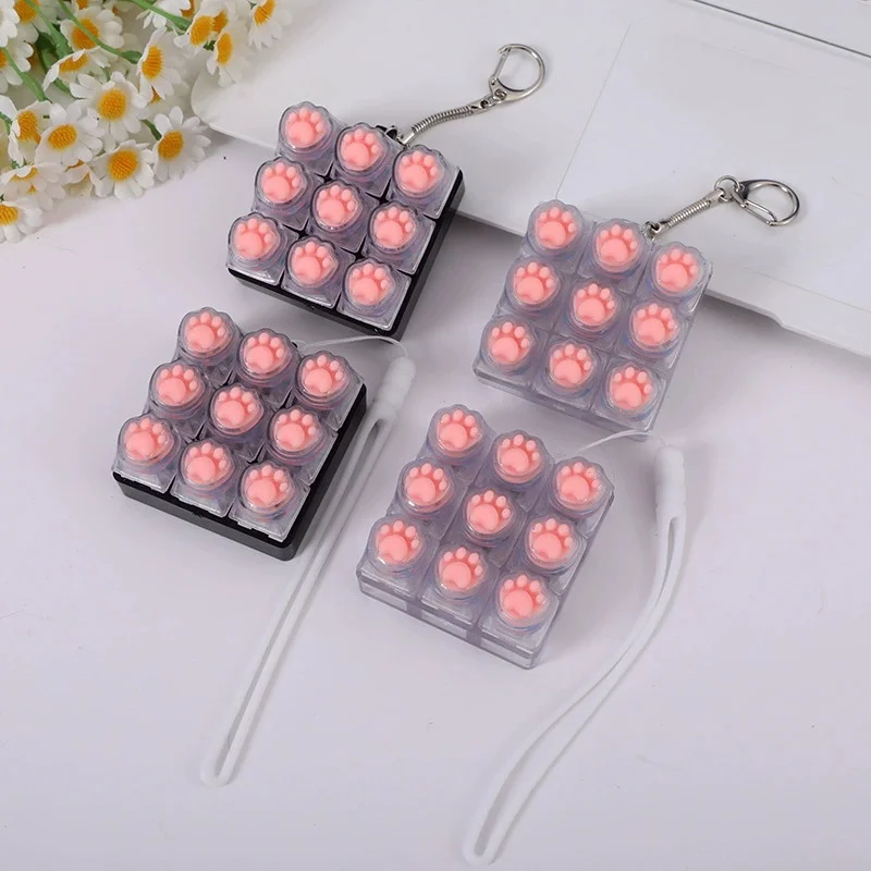 Chaveiro de Silicone em Formato de Pata de Gato, Botão de Teclado Mecânico, Brinquedo Antiestresse Pop It, Pingente para Bolsa, Presente para Amantes de Gatos e Gamers