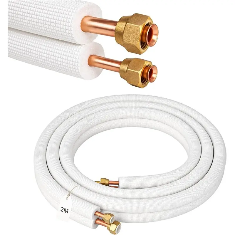 Tubo de cobre isolado para linha de refrigerante 1/4" 3/8" para ar condicionado split R32 R410A R407C