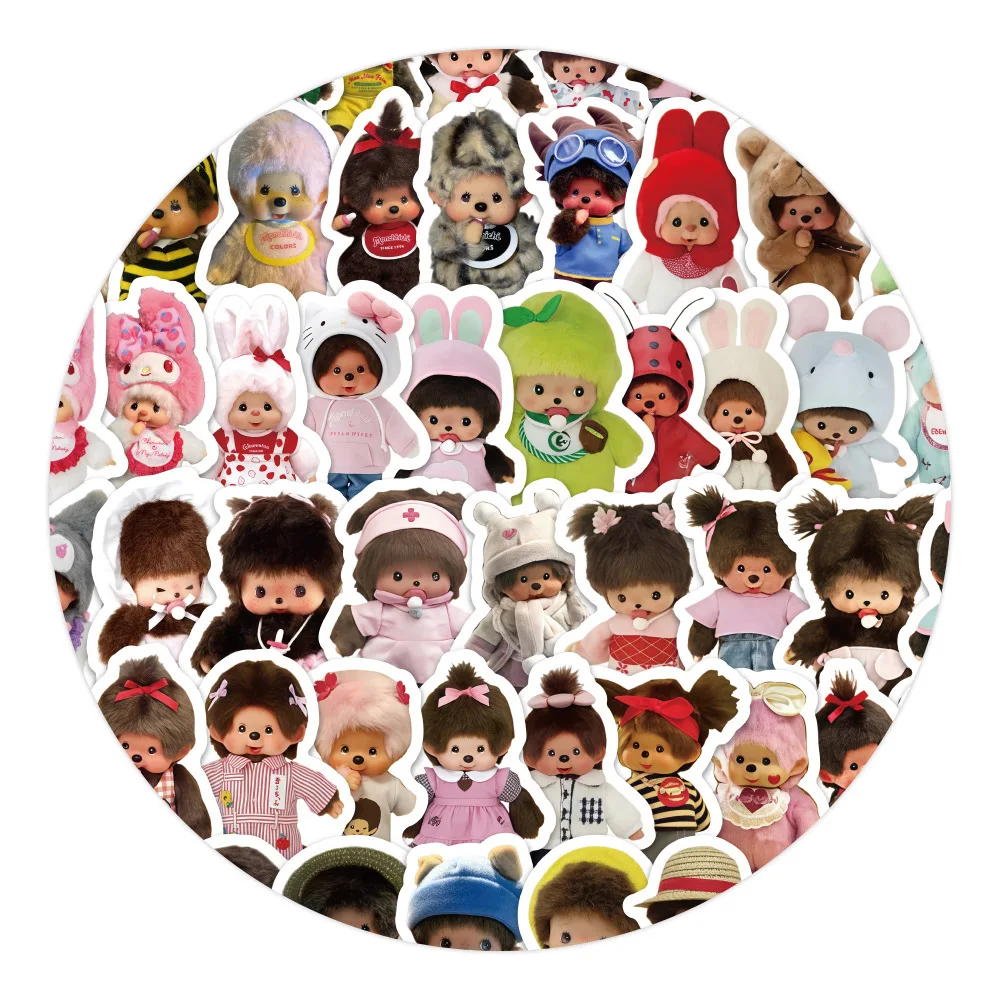 80 Adesivos Monchhichi Graffiti Kawaii Impermeáveis para Crianças, para Celular, Computador, Caderno, Papelaria, Brinquedos DIY e Decoração Secreta
