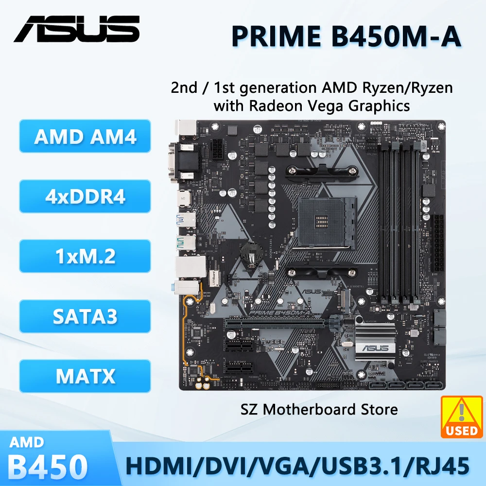 Placa Mãe B450 AM4 PRIME B450M-A Suporte para CPU Ryzen 5 5600 5500 7 5700X 5700G R9 5900X Memória RAM DDR4 M.2 HDMI MATX