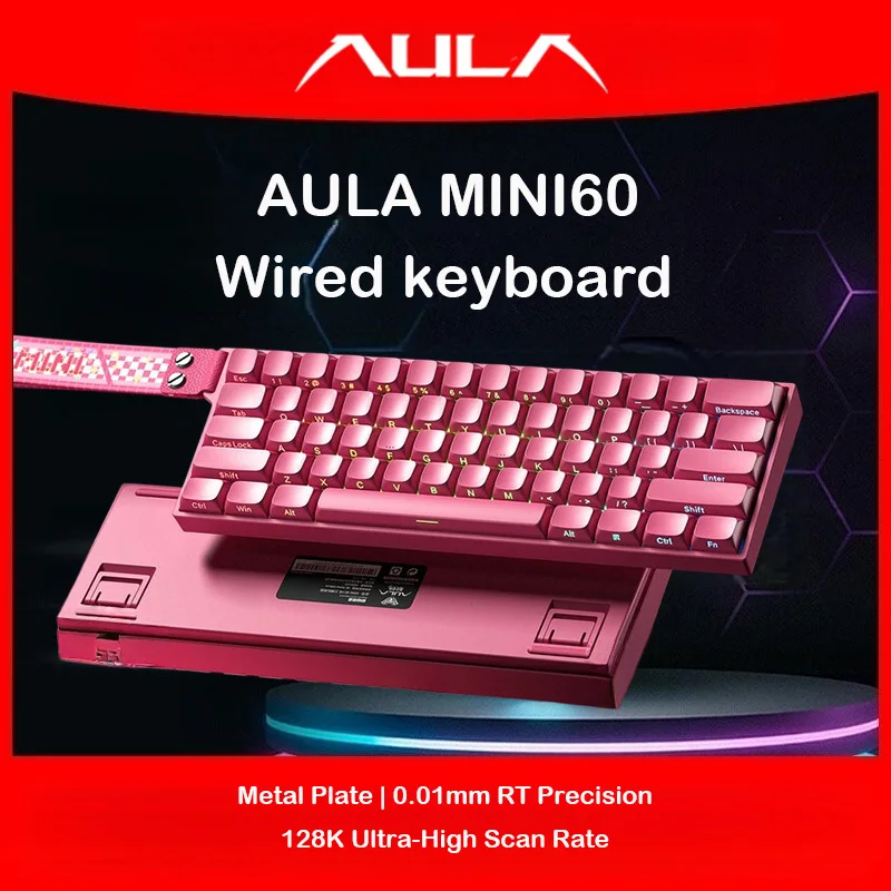 AULA MINI60 / Pro / Max HE Teclado Magnético Tri-modo 8K Polling 0.01mm RT RGB Layout Compacto 60% Para Gamers de FPS/PC