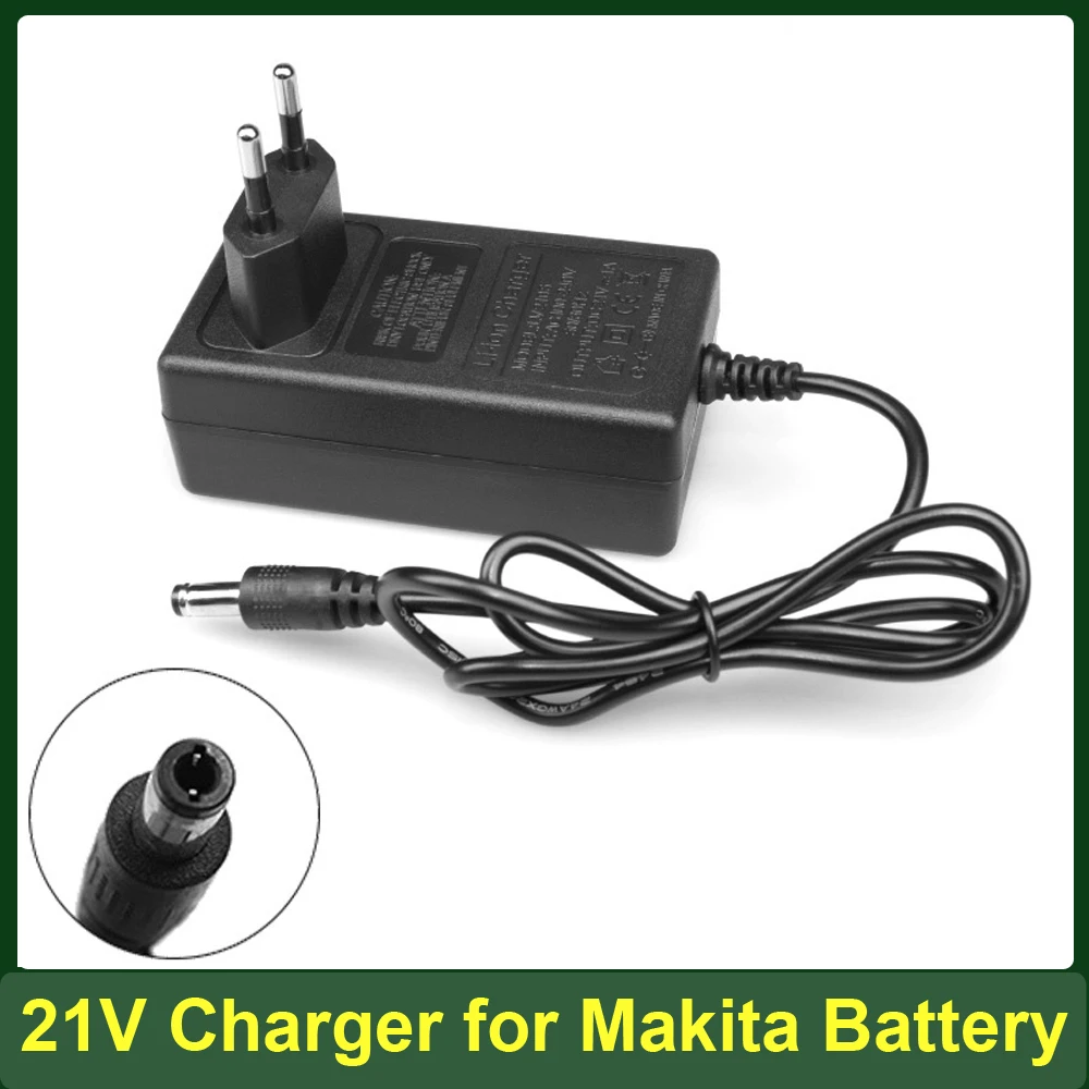 Carregador de Bateria de Lítio 21V 2A 1.8A para Furadeira Elétrica Makita 18V, Máquina de Polir, Cortador de Grama, Adaptador Inteligente de Bateria EU/US