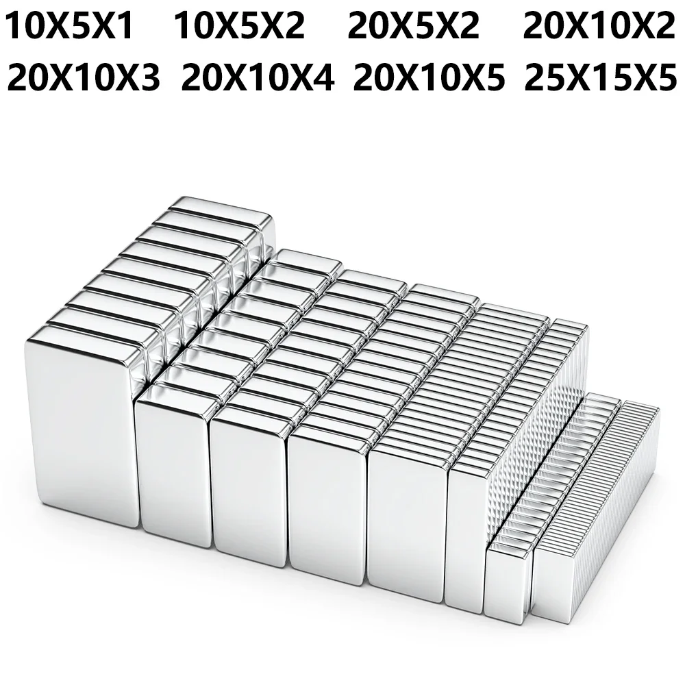 Bloco magnético de neodímio poderoso, 20x10x2 20x10x3mm, ímãs super fortes N35 NdfeB, ímãs magnéticos permanentes para geladeira