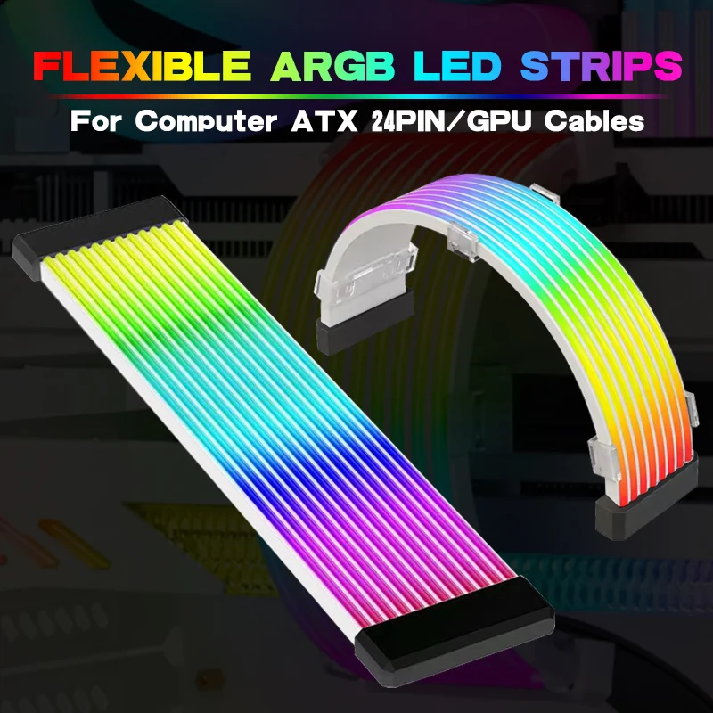 Jumpeak flexível rgb led barra de luz placa argb capa para fonte alimentação do computador atx 24pin gpu cabos e caso placa vídeo Jumpeak flexível rgb led barra de luz placa argb capa para fonte alimentação do computador atx 24pin gpu cabos e caso placa vídeo